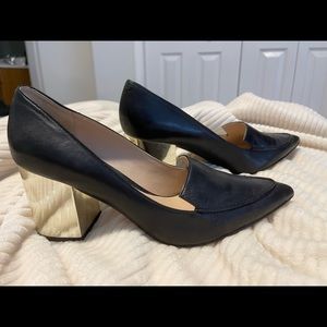 Karl Lagerfeld black with gold heel, size 8.5